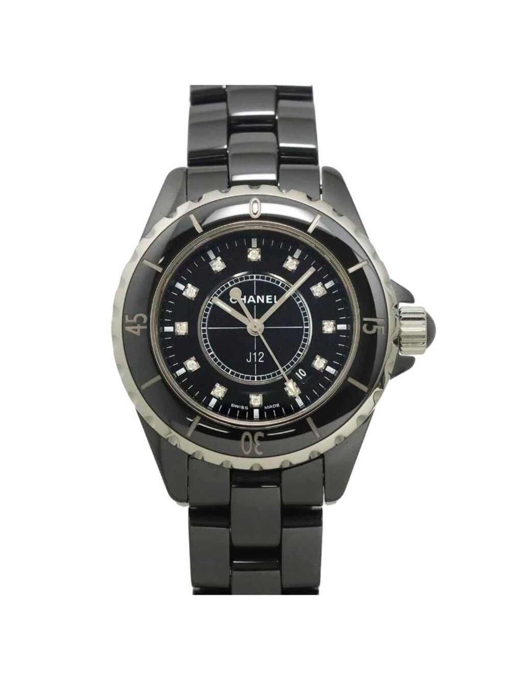Chanel 33 Watch Diamond Date Black Ceramic Quartz